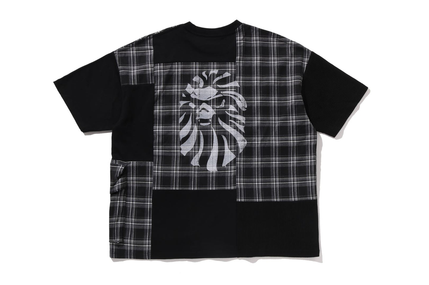 BAPE 黑色格紋拼接T恤