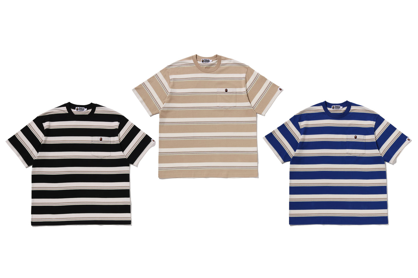 BAPE STRIPE ONE POINT RELAXED FIT POCKET TEE