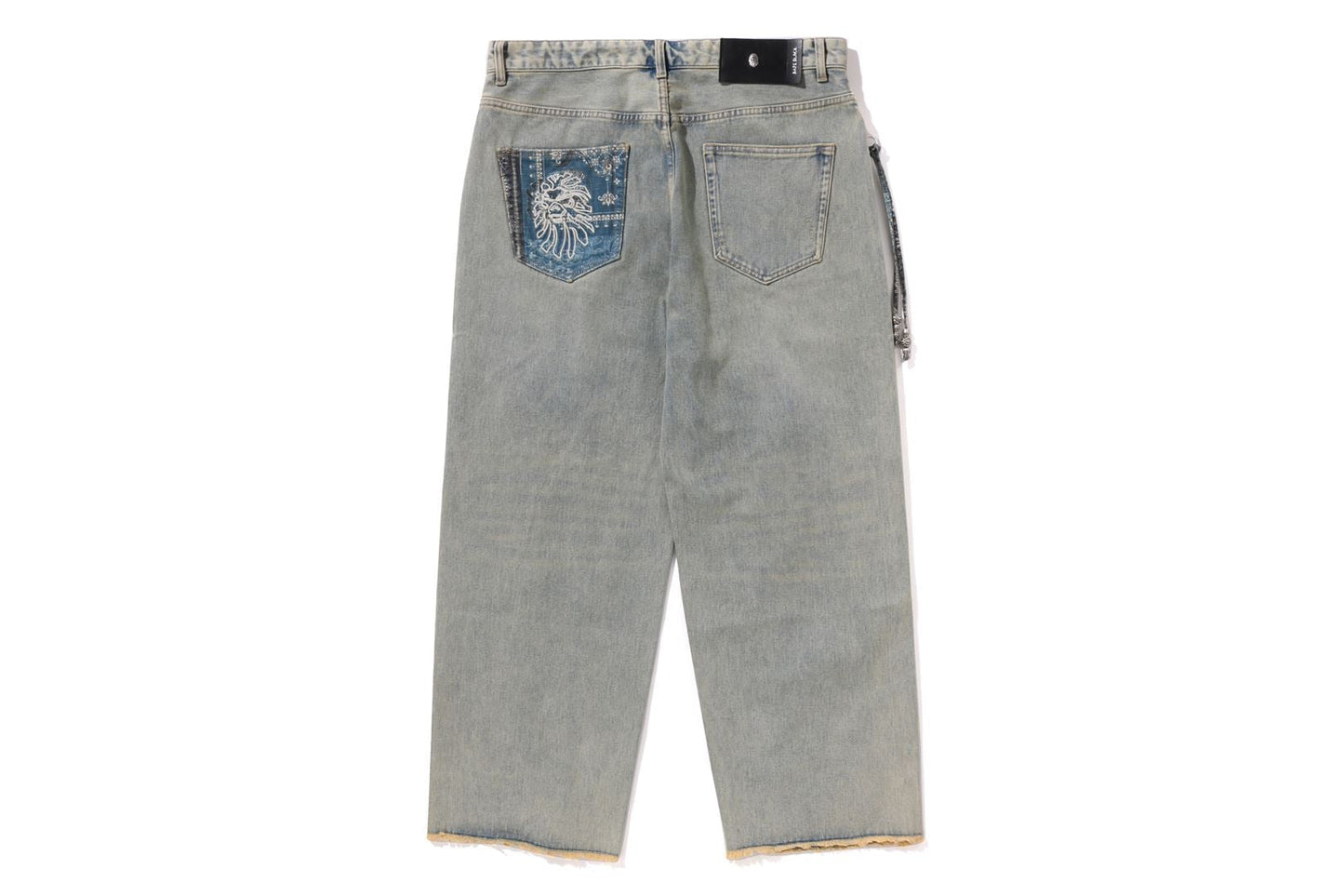 BAPE 黑色基本款佩斯利邊飾牛仔褲