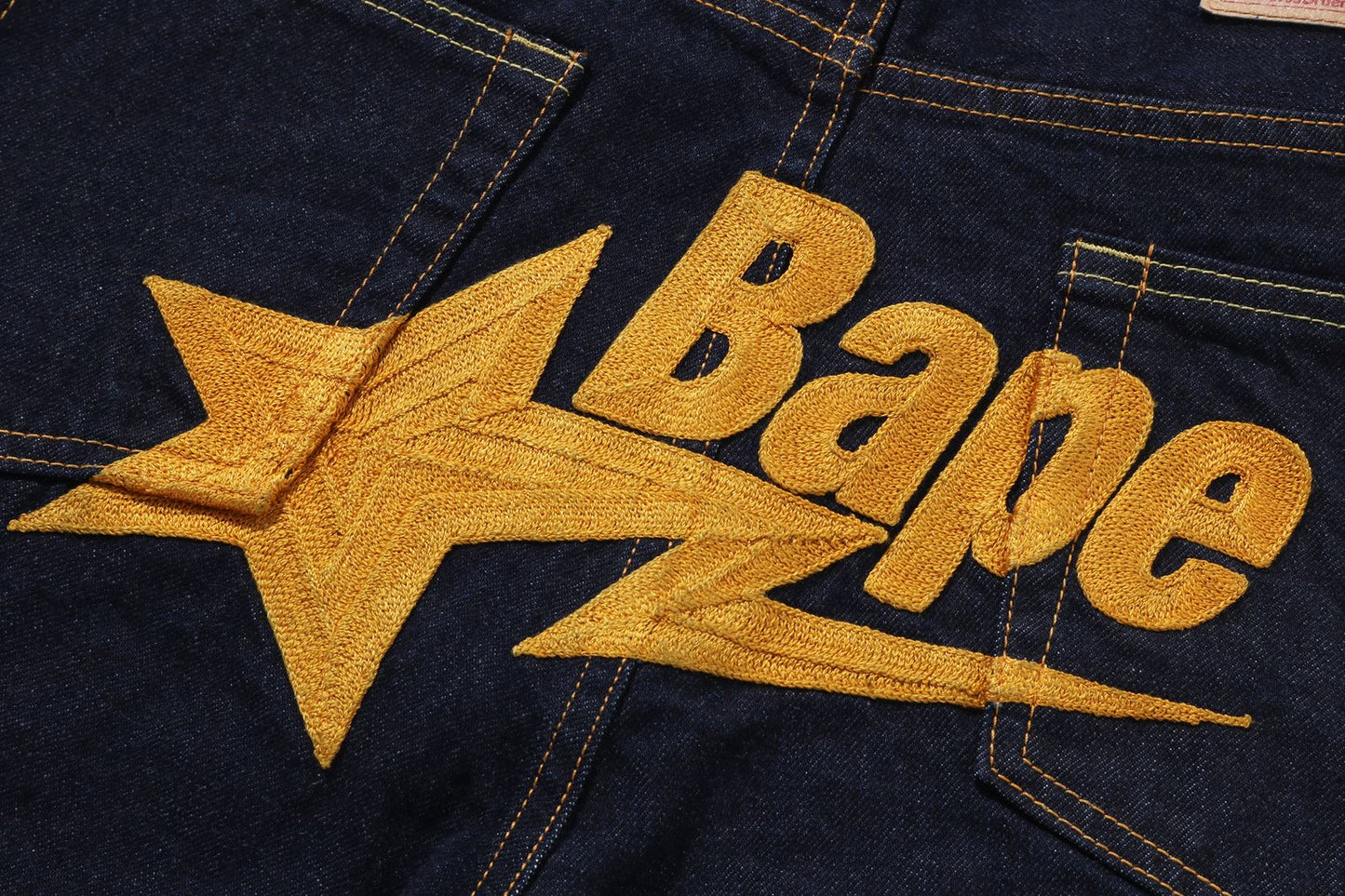 BAPE STA 刺繡寬鬆牛仔褲