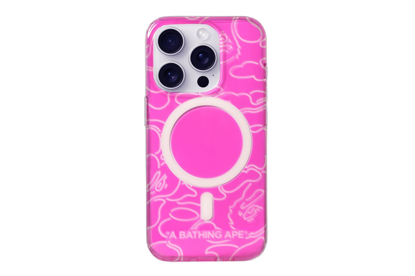 BAPE NEON CAMO IPHONE 15 PRO CLEAR CASE