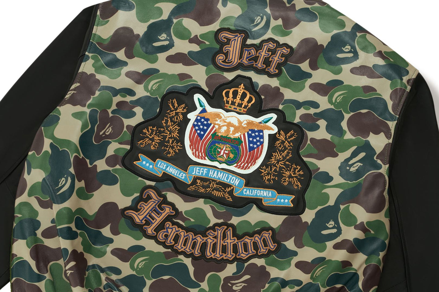 BAPE BAPE X JEFF HAMILTON ABC CAMO MULTI LOGO 羊毛與皮革外套