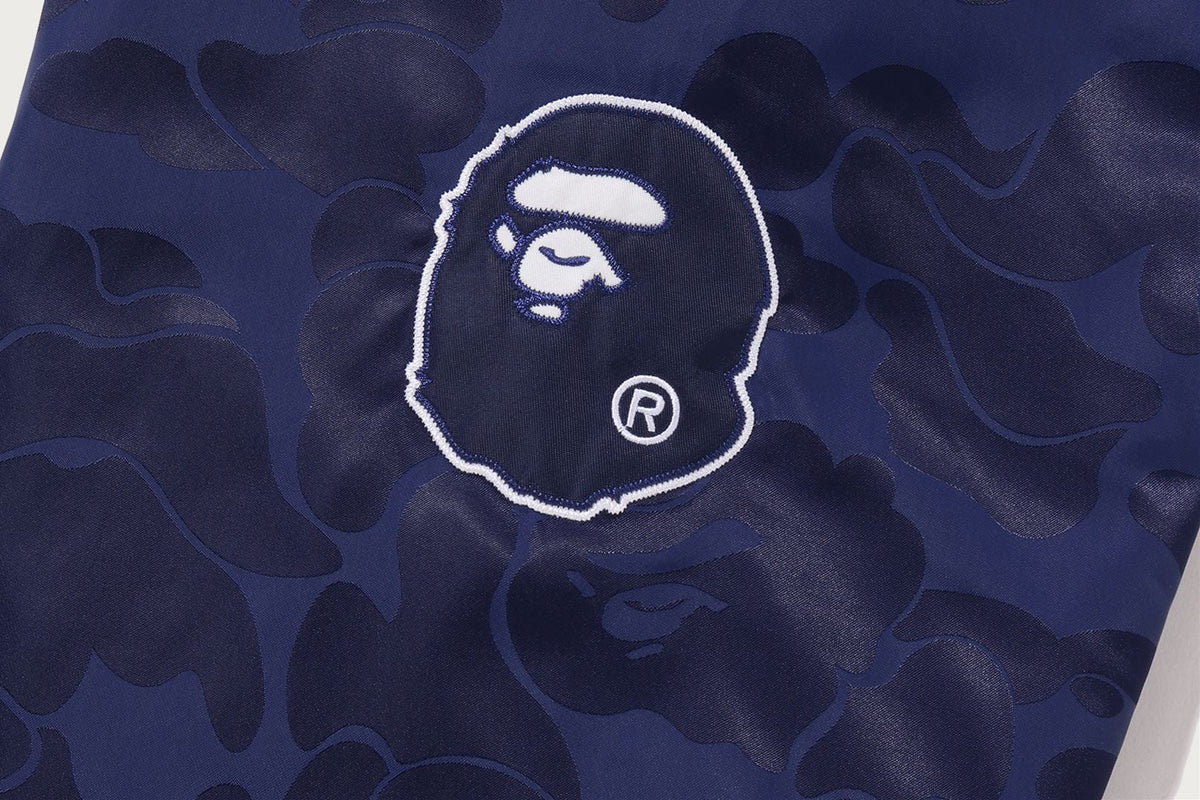 BAPE SOLID CAMO NYLON JACQUARD VARSITY JACKET