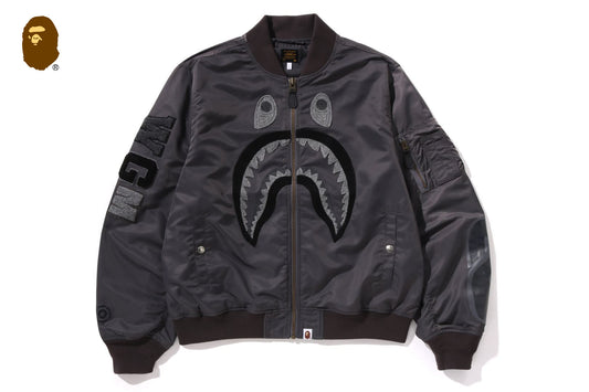 BAPE TONAL CHAIN STITCH SHARK BOMBER JACKET