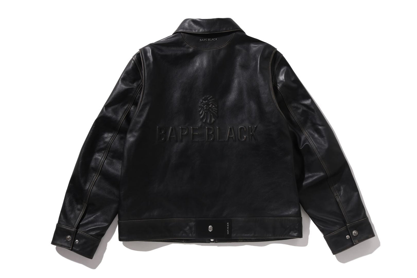 BAPE 黑色洗水皮革摩托車夾克