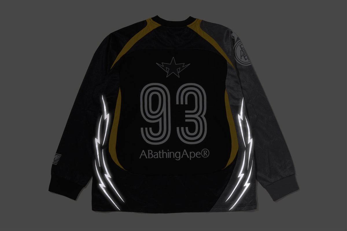 BAPE MULTI LOGO RELAXED FIT FOOTBALL LS JERSEY