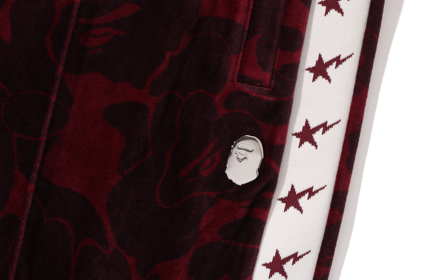 BAPE SOLID CAMO VELOUR METAL ONE POINT RELAXED FIT TRACK PANTS