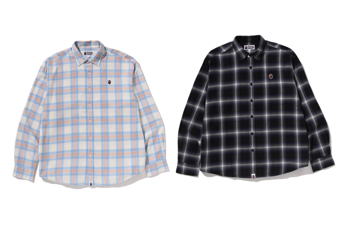 BAPE ONE POINT OMBRE CHECK LIGHT FLANNEL LS SHIRT