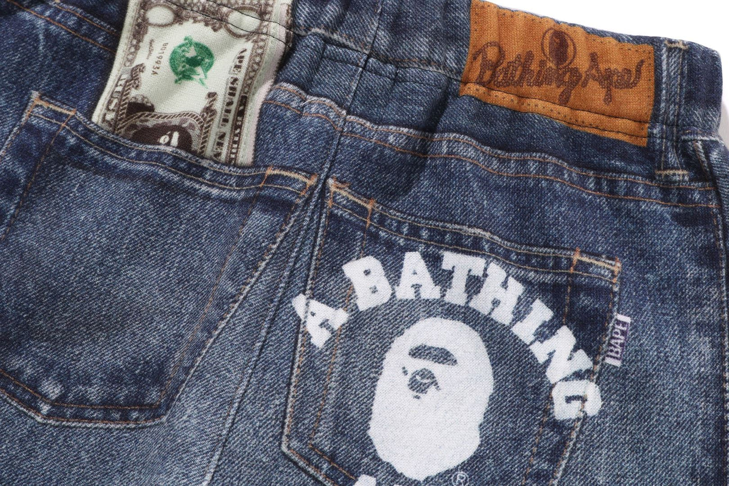 BAPE DENIM PRINT SWEAT SHORTS