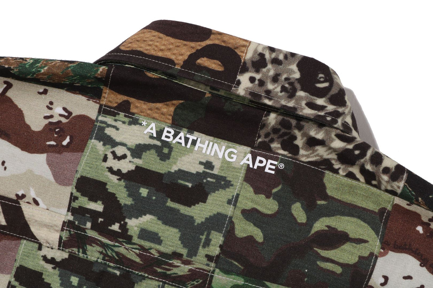 BAPE APE HEAD ONE POINT CAMO PATCHWORK 短袖襯衫