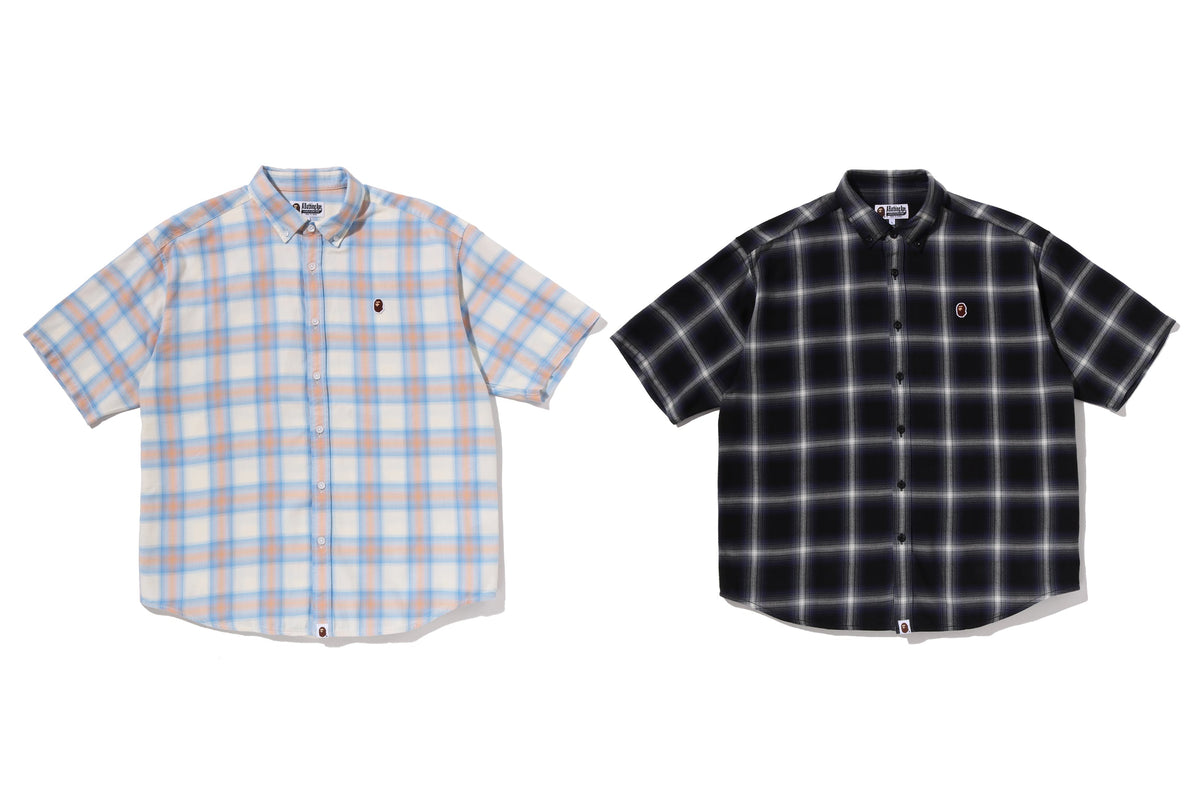BAPE ONE POINT OMBRE CHECK LIGHT FLANNEL SS SHIRT