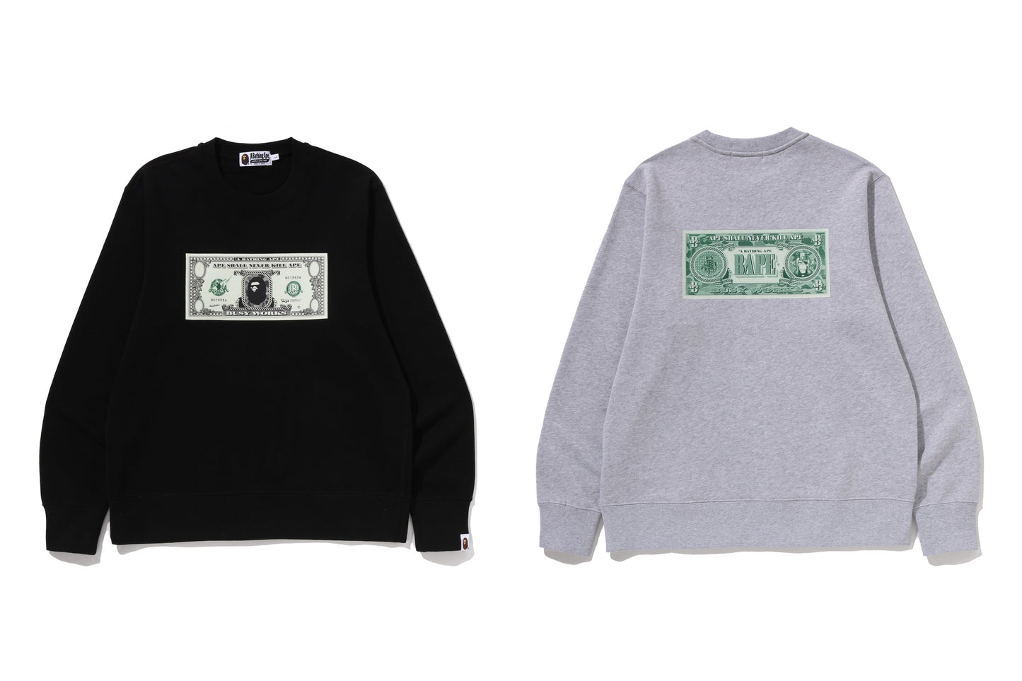 BAPE BANKNOTE RELAXED FIT CREWNECK SWEATSHIRT