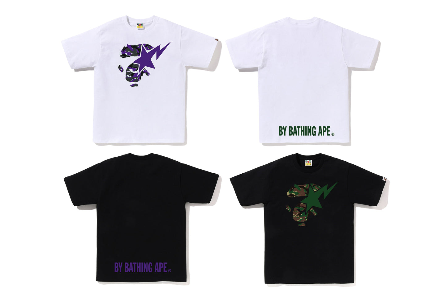 BAPE GLITCH WOODLAND CAMO APE FACE STA TEE