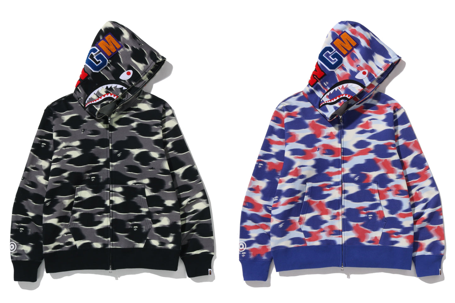 BAPE SCREEN CAMO SHARK FULL ZIP HOODIE