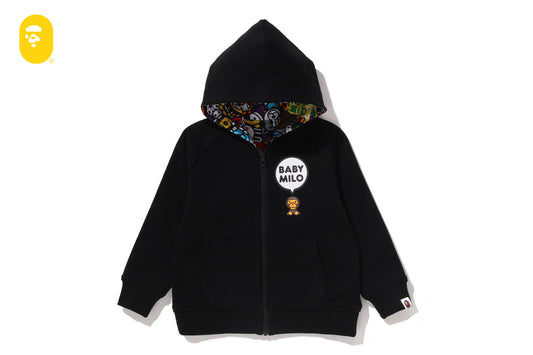 BAPE BABY MILO PATTERN REVERSIBLE ZIP HOODIE
