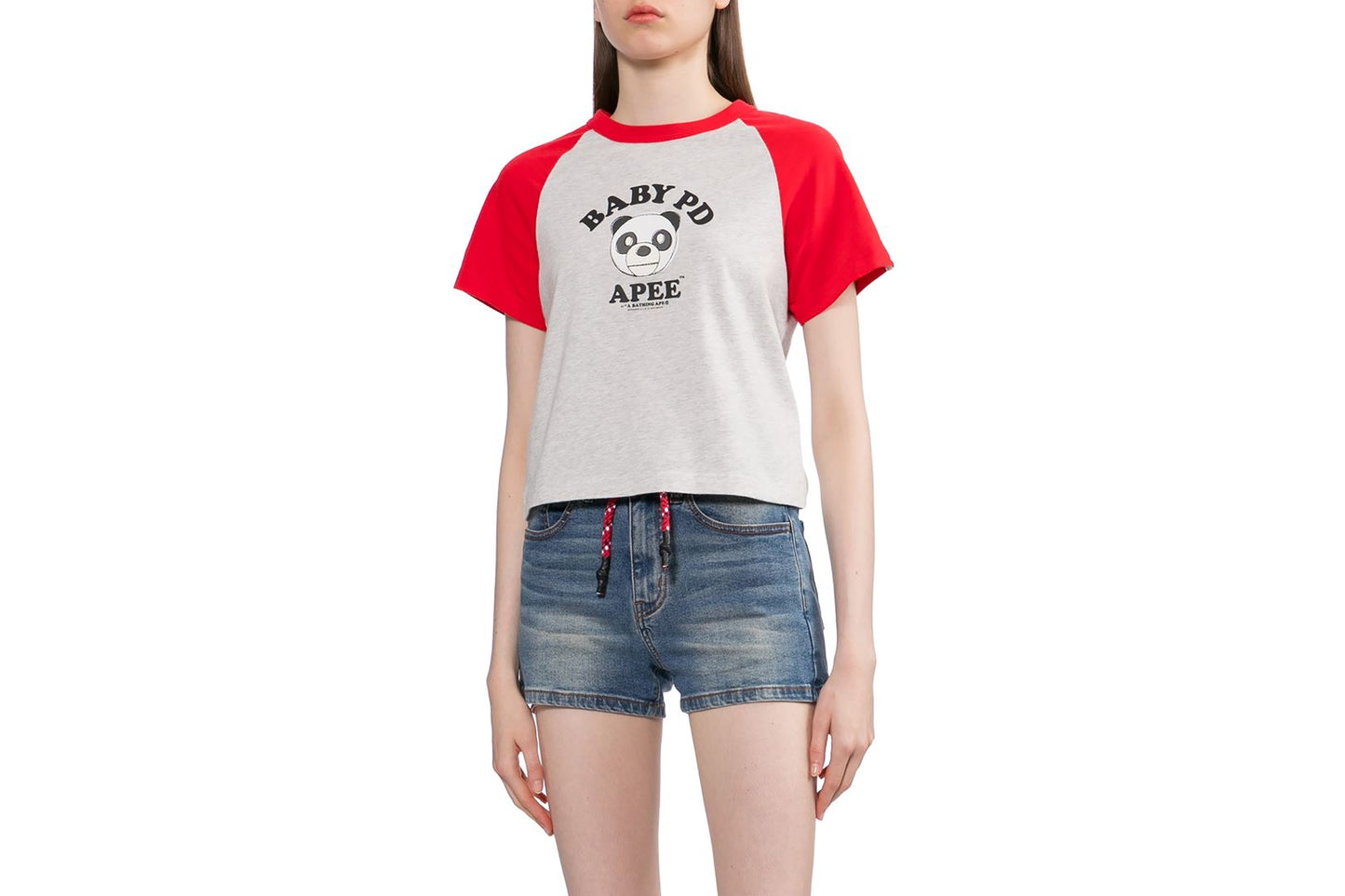 BAPE MILO PD PRINTED RAGLAN CROP TEE