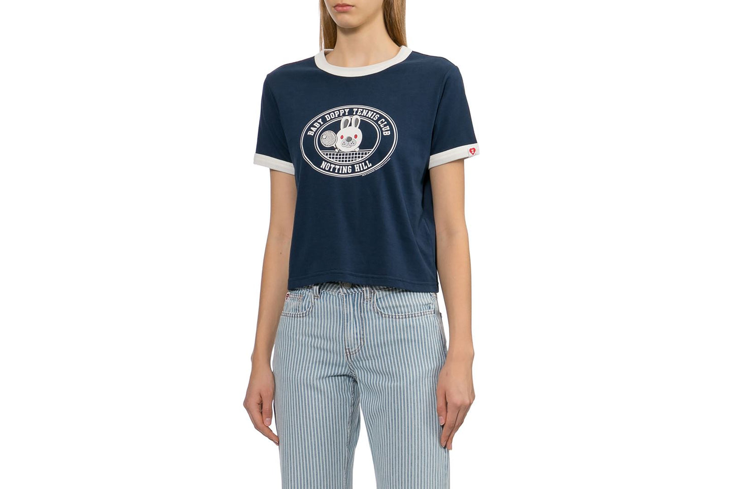 BAPE BABY DOPPY PRINTED RINGER CROP TEE