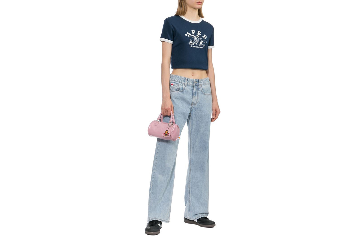 BAPE PRINT CROP RINGER TEE