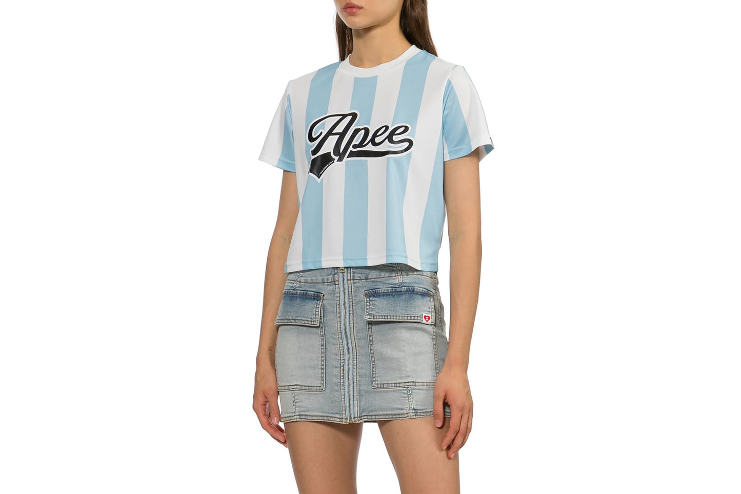 BAPE APEE STRIPE FOOTBALL TEE