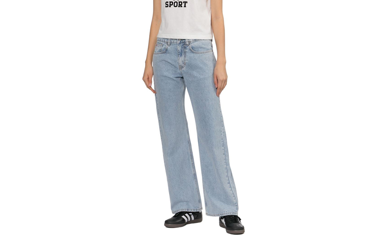 BAPE PU BADGE WASHED STRAIGHT CUT JEANS