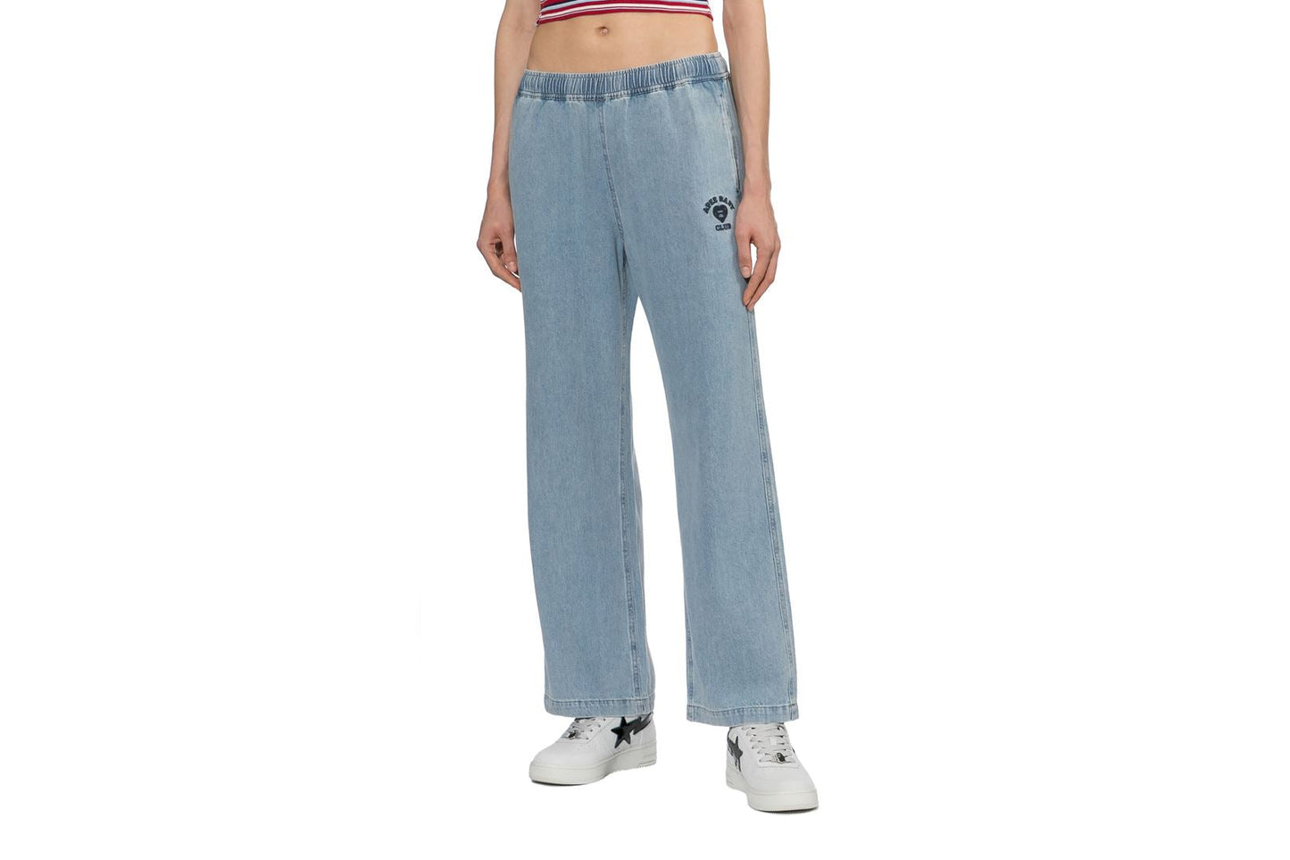 BAPE EMBRO LOGO DENIM JOGGER PANTS