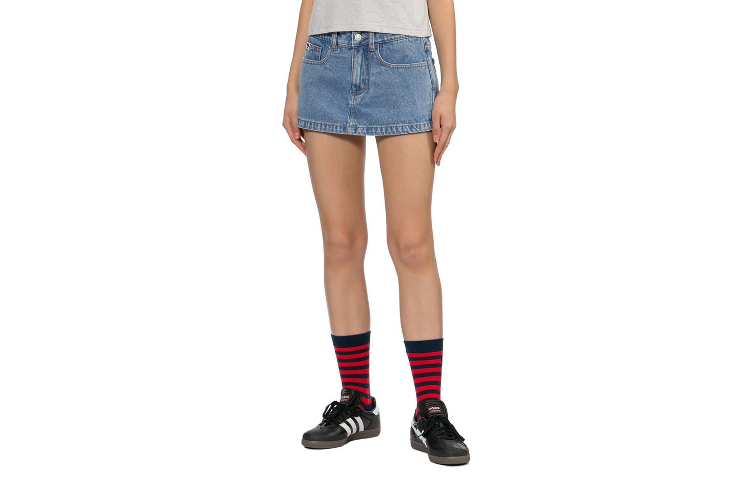 BAPE PU BADGE WASHED DENIM SKORT
