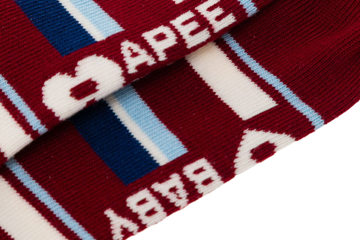 BAPE 心形刺繡徽章條紋襪 #3