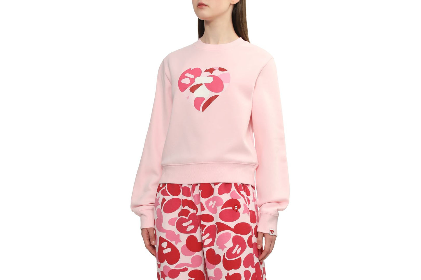 BAPE CAMO HEART CROP SWEAT SHIRT