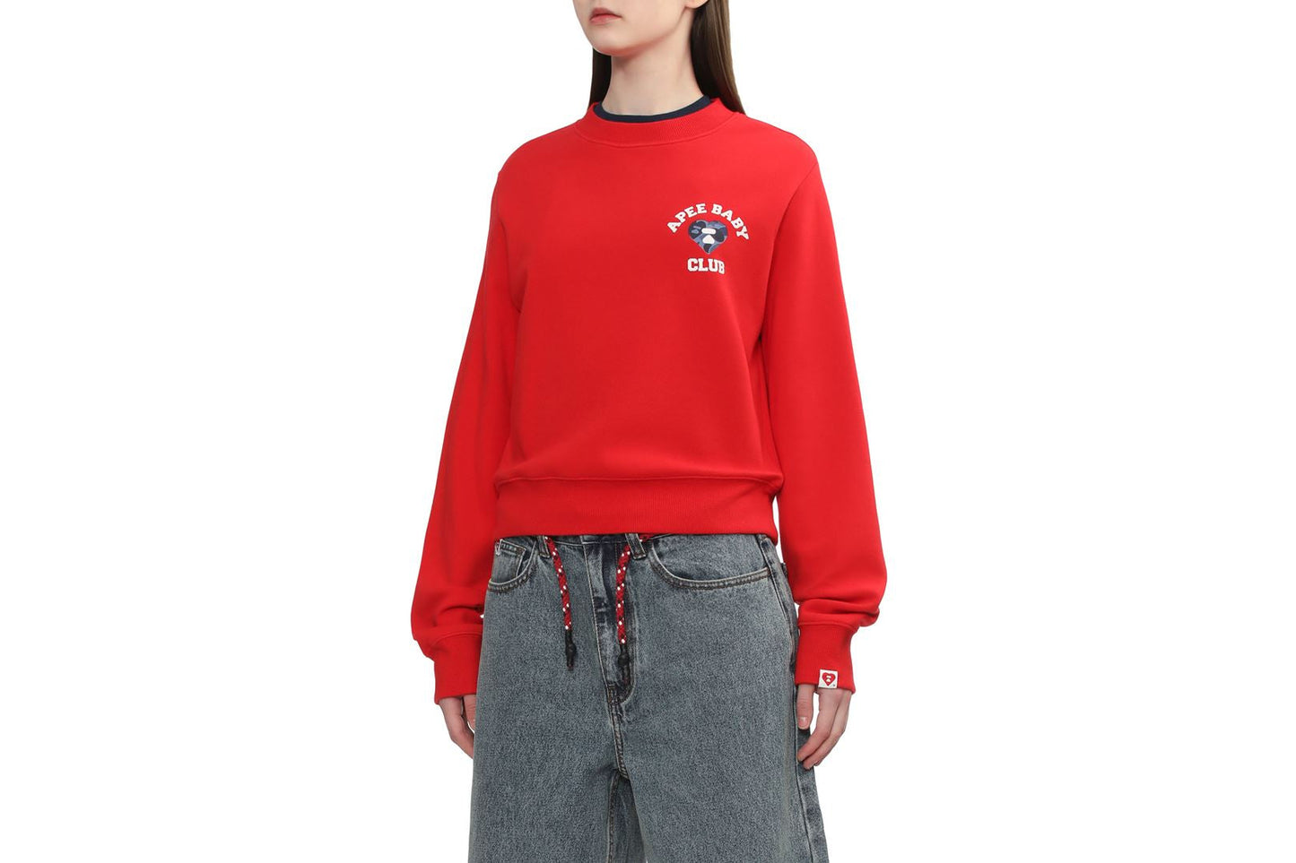 BAPE CAMO HEART CHEST PRINT CROP SWEAT SHIRT
