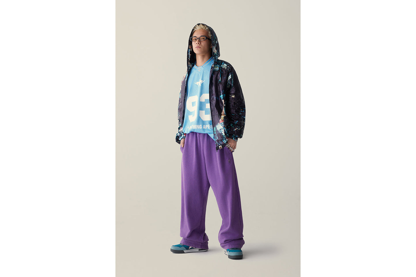 BAPE OVERALL PRINT CREASE HOODED JACKET
