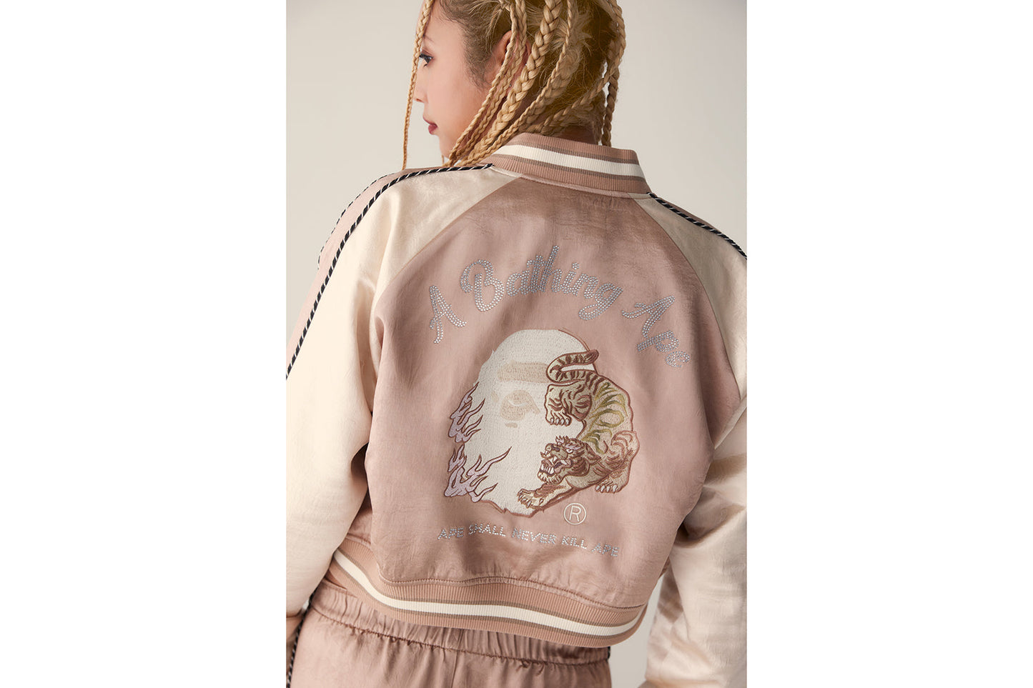 BAPE MULTILOGO CROPPED SOUVENIR JACKET