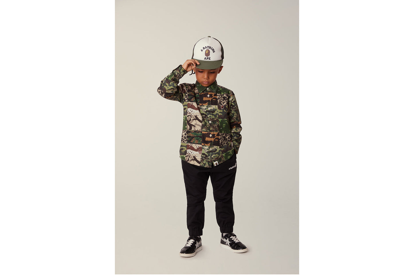 BAPE APE HEAD ONE POINT CAMO PATCHWORK SHIRT