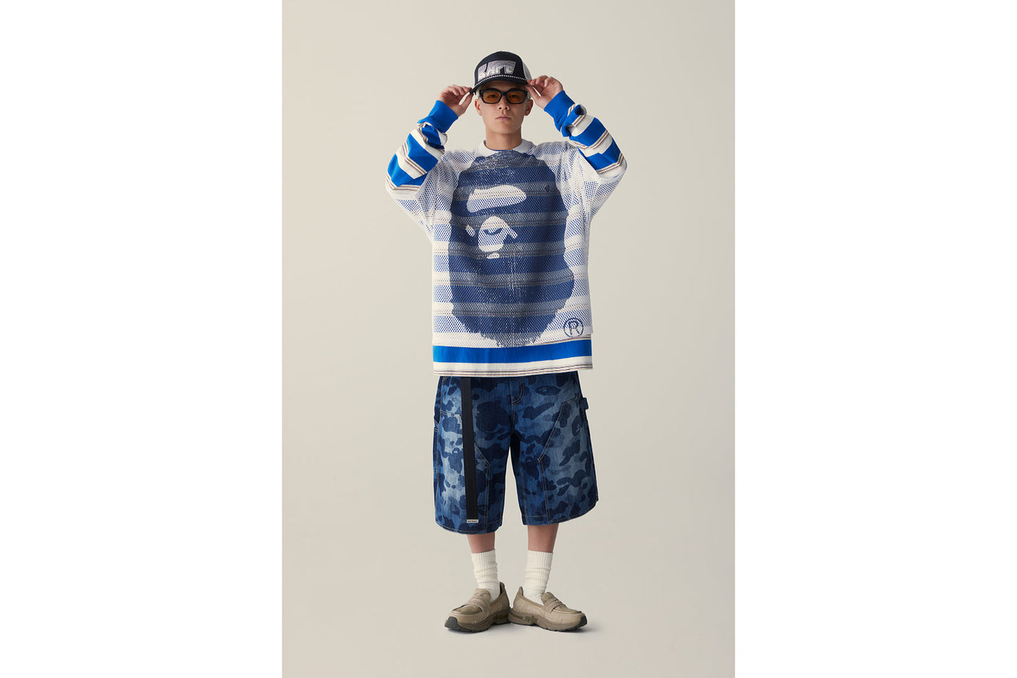 BAPE STRIPE ONE POINT RELAXED FIT POCKET LS TEE