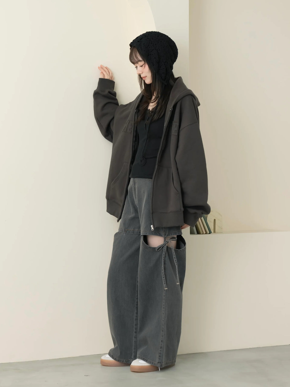 日本代購|mero boutique 2018 牛仔褲 - 灰色切割牛仔褲|mero boutique 2018