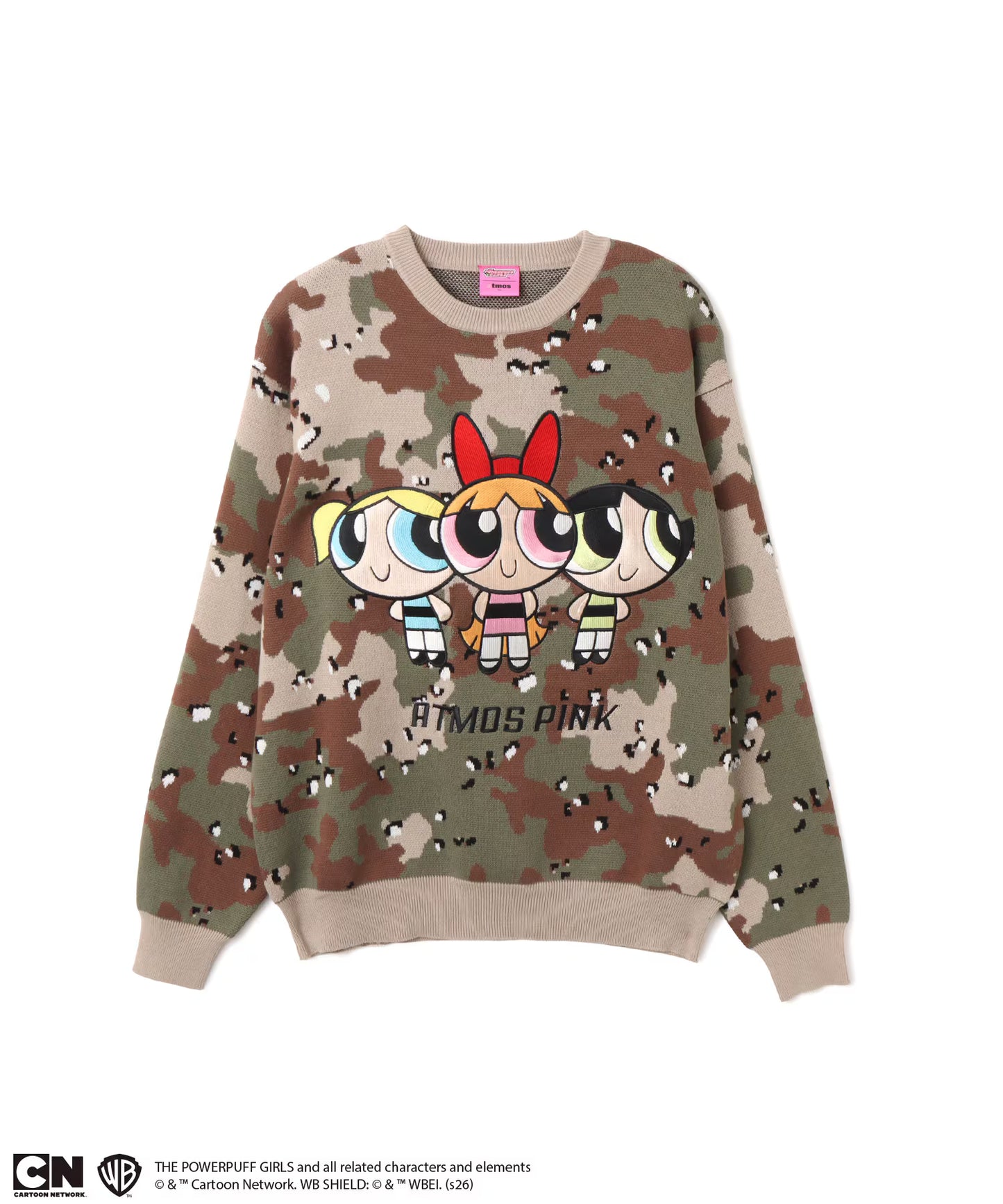 日本代購|atmos 飛天小女警 毛衣 - x atmos pink 刺繡迷彩毛衣|atmos