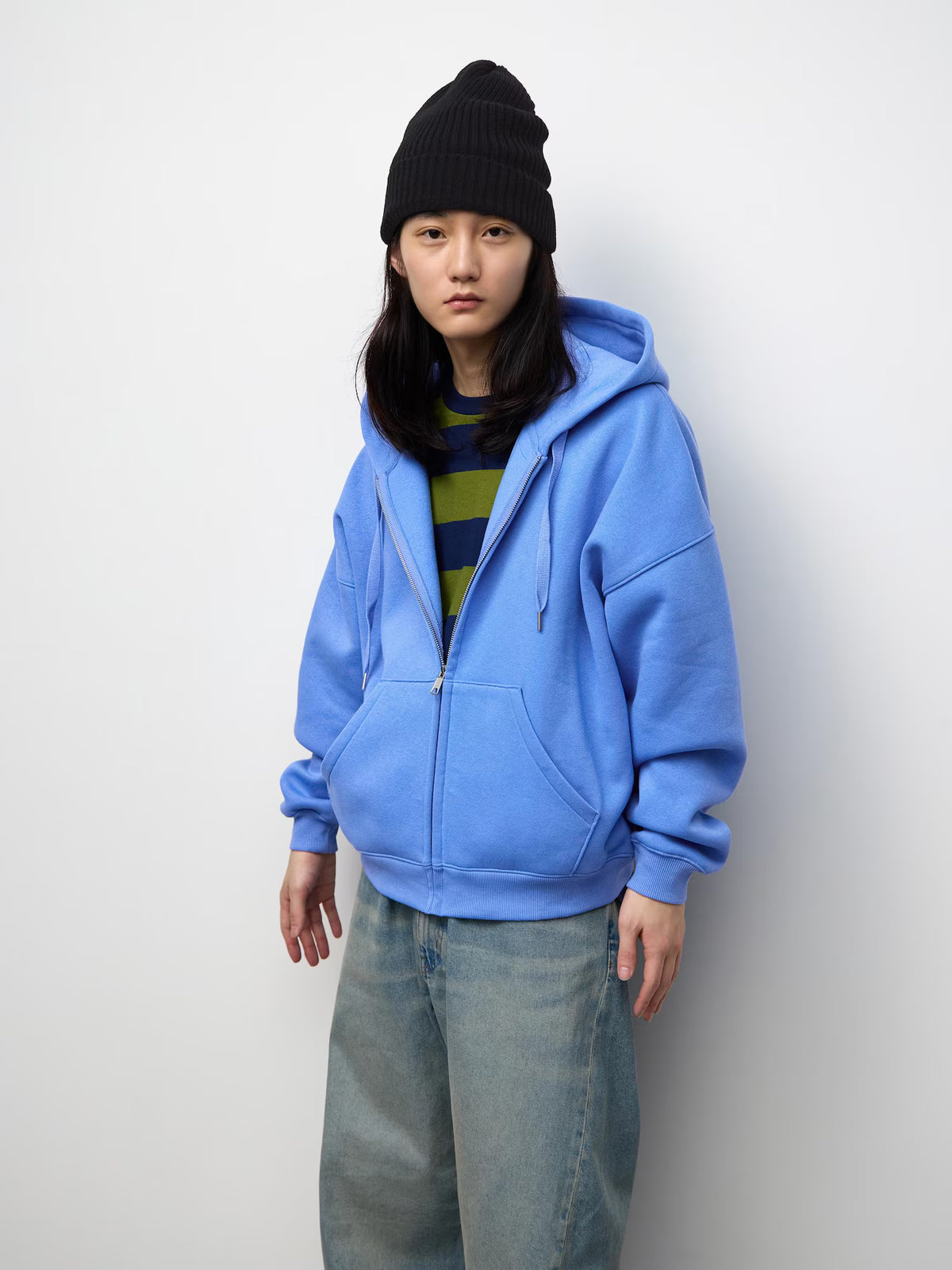 日本代購|GU ヘビーウェイトスウェットコクーンフルジップパーカ(オーバーサイズフィット)【GRAY / M】|GU