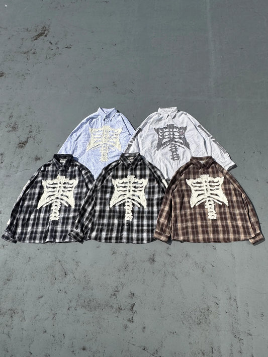 日本代購|9090 長袖襯衫 - Bone 長袖襯衫【海軍格紋 / M】|9090