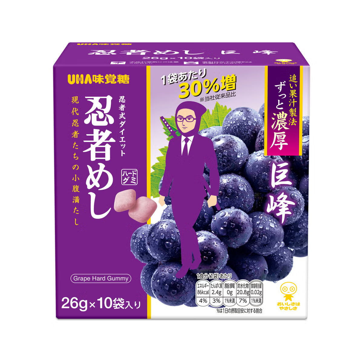 日本代購|UHA味覚糖 糖果 - 忍者めし 巨峰 26g x 10袋|Costco
