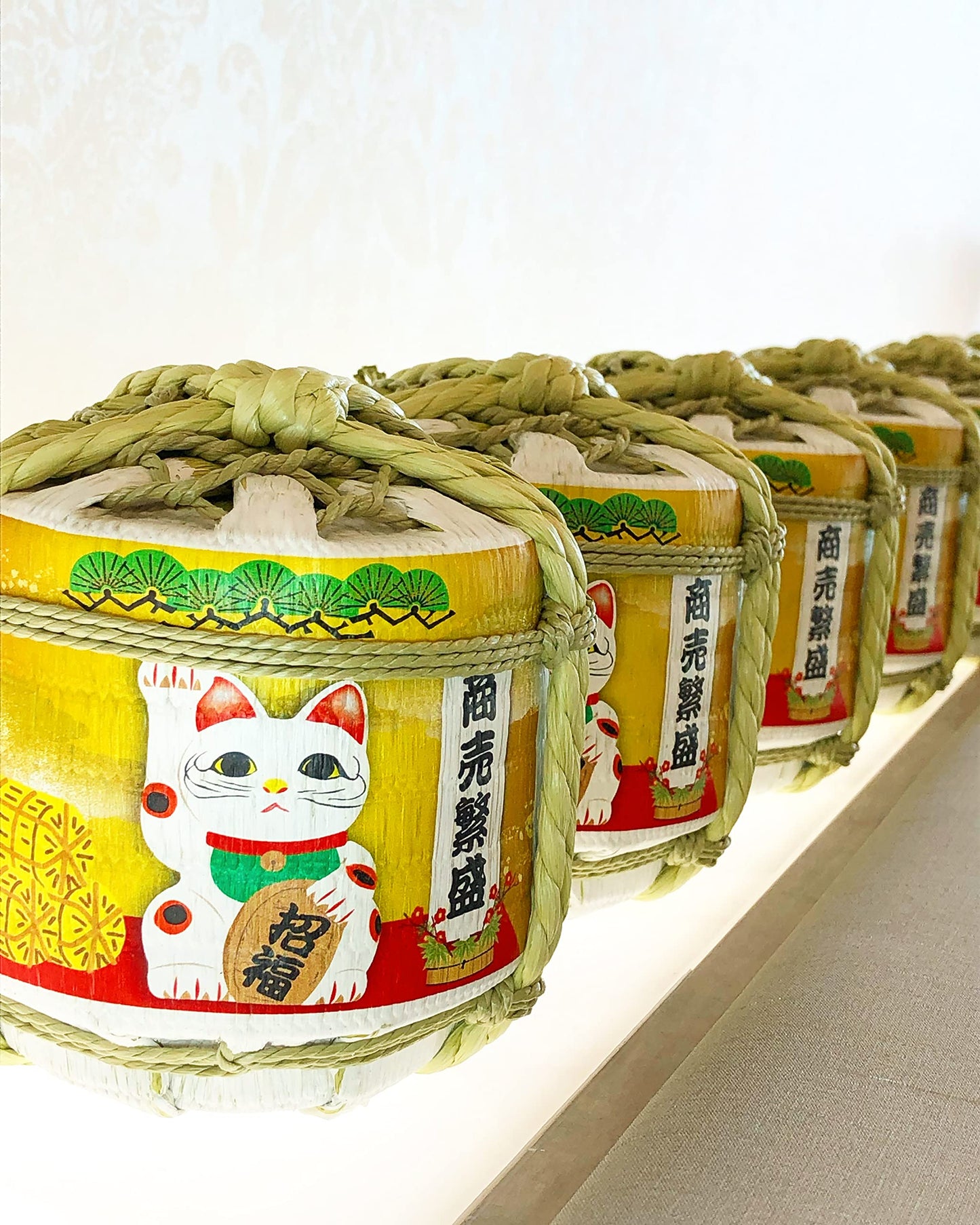 展示用 迷你酒樽 日本酒樽 菰樽 招財貓圖案 300ml 瓶子 送禮 飲食店 開店祝賀 照片拍攝佳品