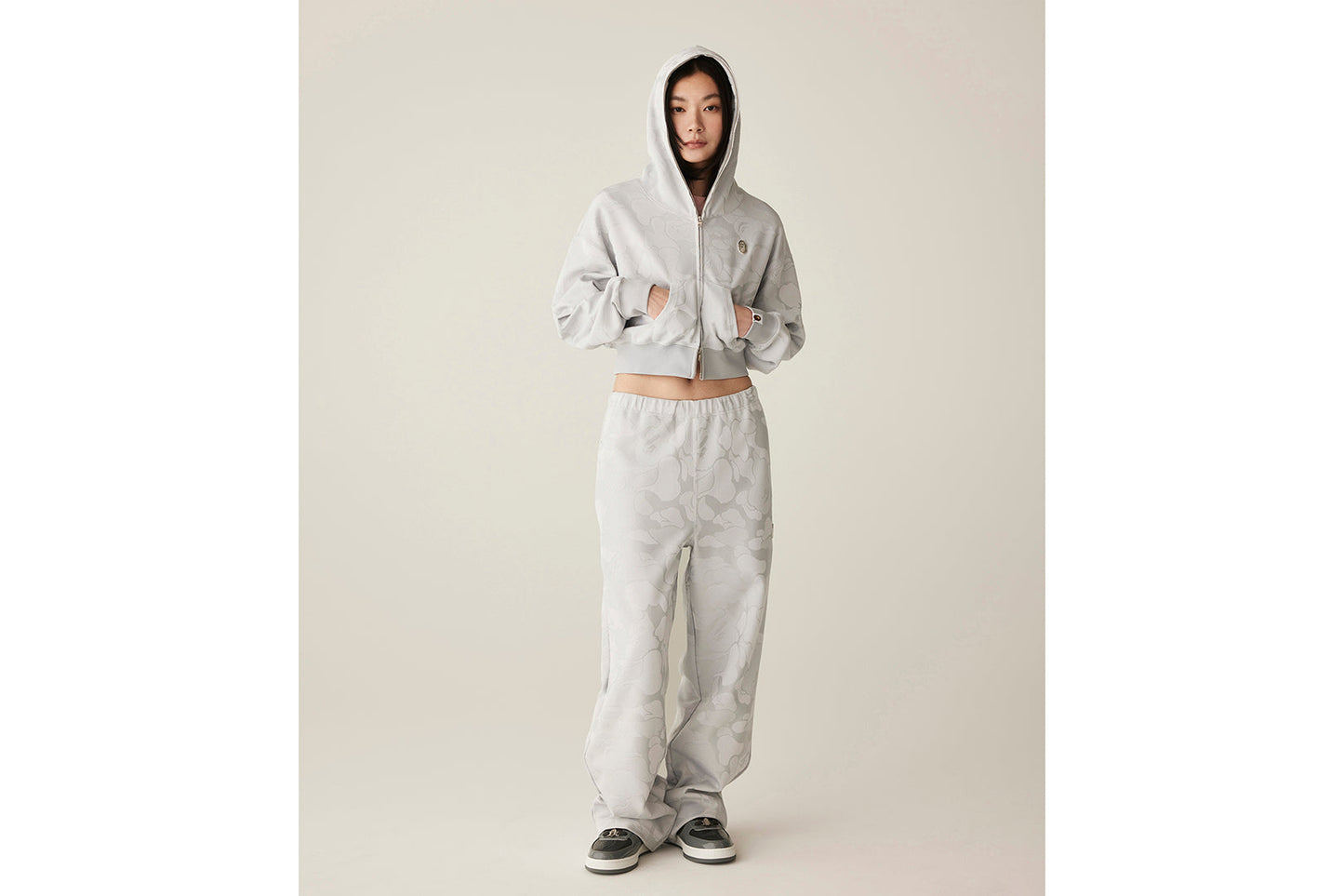 BAPE SOLID CAMO JACQUARD ONE POINT WIDE PANTS