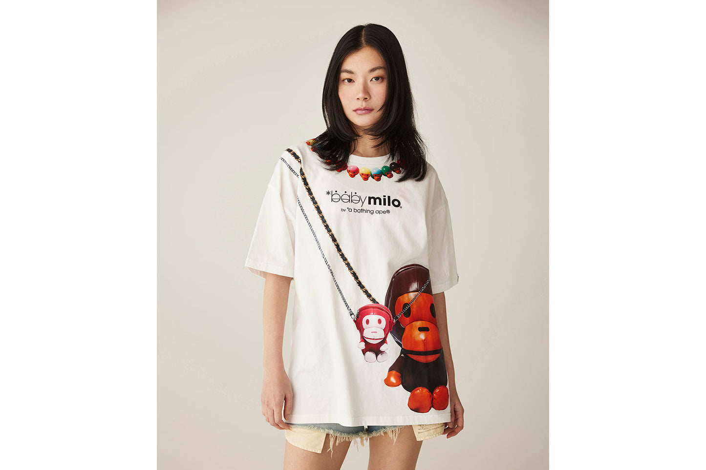 BAPE BABY MILO FAKE PRINT OVERSIZED TEE