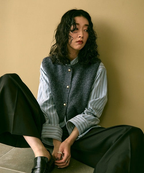 日本代購|Lutim by u 背心 - 金扣針織背心 女款【灰色 / FREE】|ZOZOTOWN