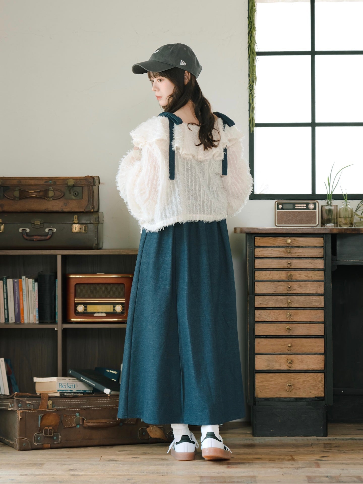 日本代購|mero boutique 2018 連身裙 - デニム連身裙【深藍色】|mero boutique 2018
