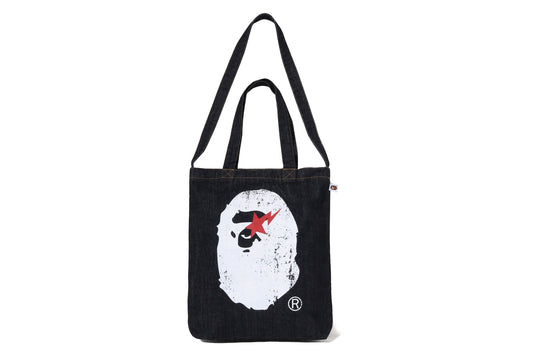 BAPE APE HEAD DENIM 2WAY TOTE BAG