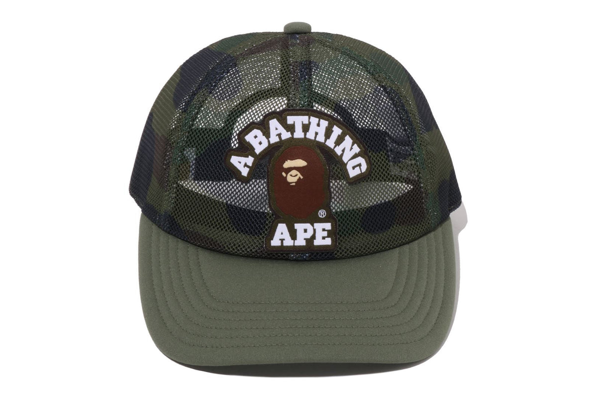 BAPE 1ST CAMO COLLEGE PATCHED MESH CAP