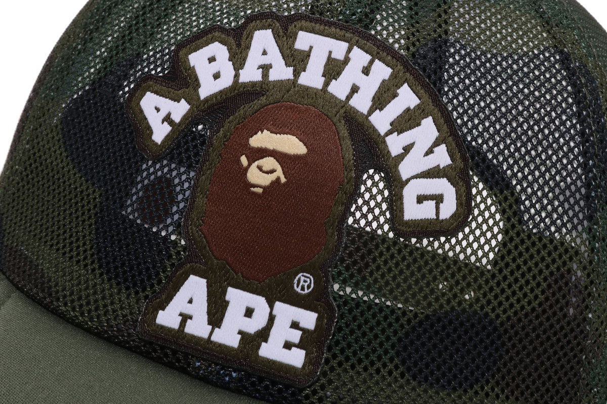 BAPE 1ST CAMO COLLEGE PATCHED MESH CAP