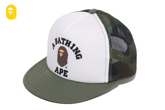 BAPE 1ST CAMO 大學風格網眼帽