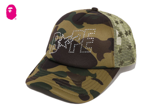 BAPE 1ST CAMO 水晶石 BAPE STA LOGO 網眼帽