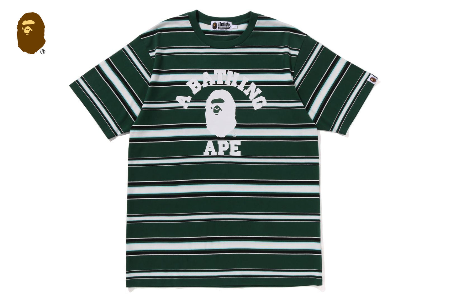 BAPE 大學條紋短袖T恤