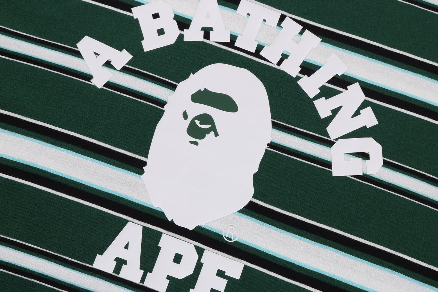 BAPE 大學條紋短袖T恤